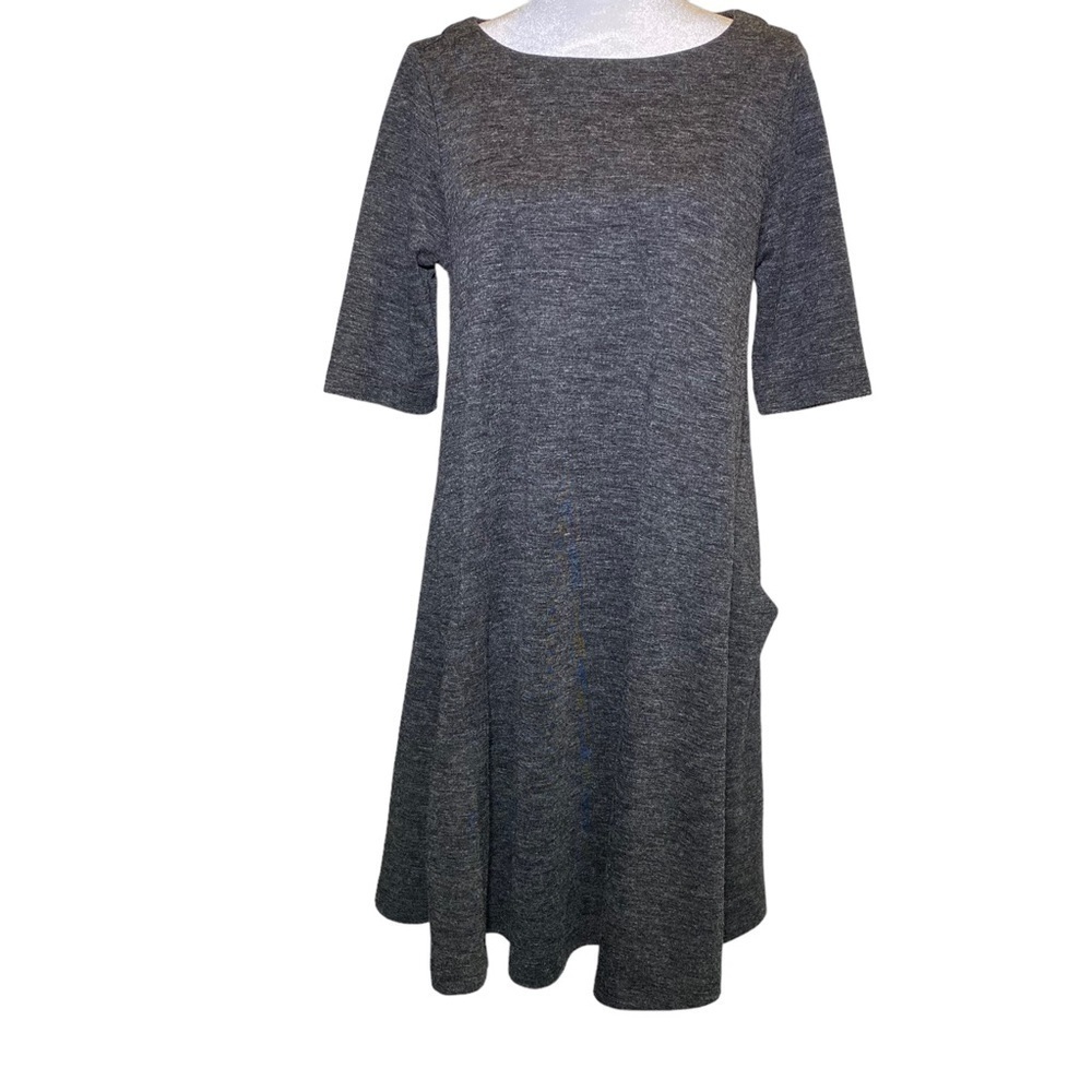 Adrienne Vittadini women's medium jersey knit gray 1/2 sleeve pockets dress